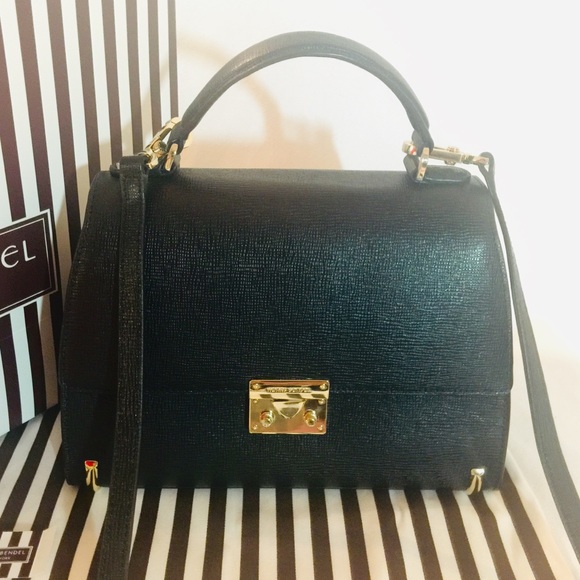 Henri Bendel Jet Black Waldorf Top Handle Satchel. - Picture 7 of 8